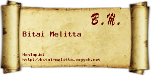 Bitai Melitta névjegykártya